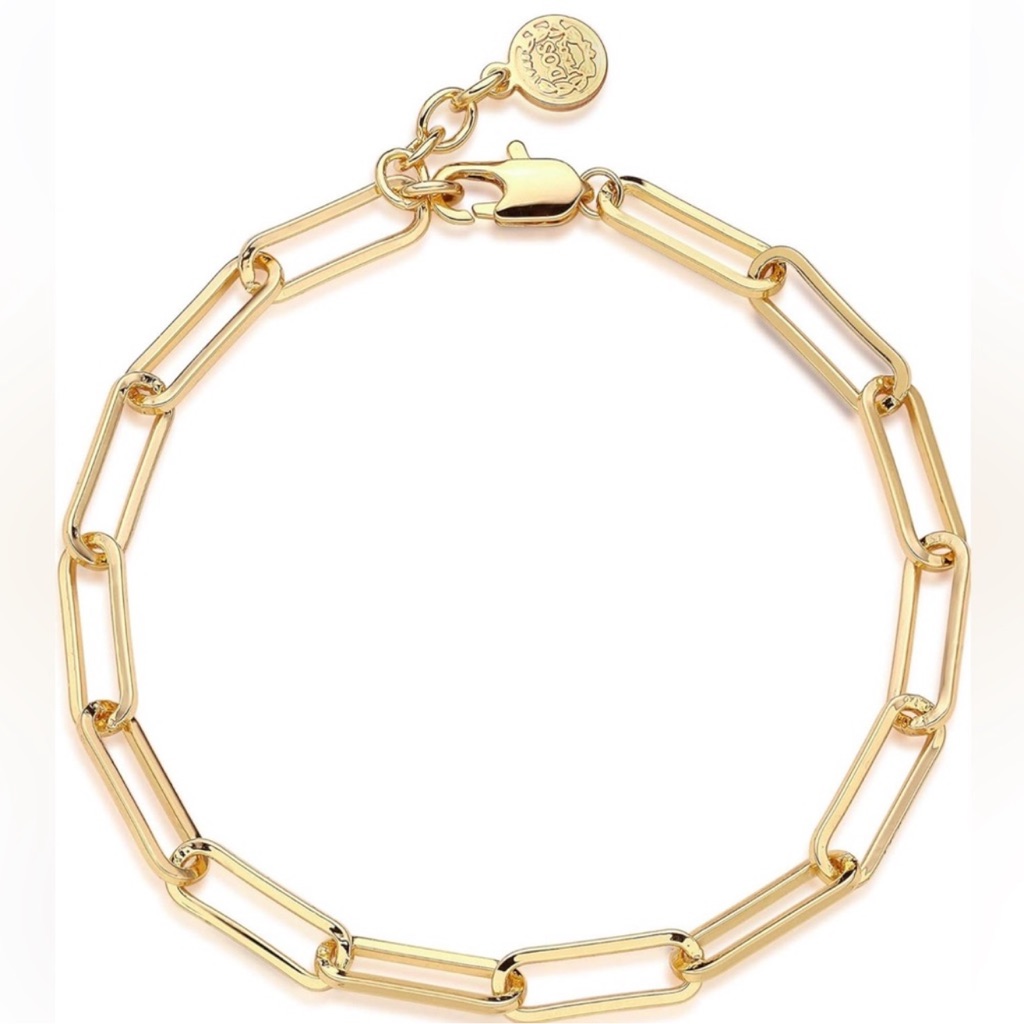 New 18k Gold Plated Gold Paperclip Chain Bracelet